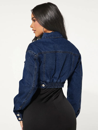 Flap Detail Drop Shoulder Denim Jacket