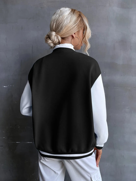 Letter R Drop Shoulder Varsity Jacket