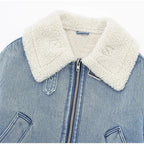 Petite Borg Zip Denim Jacket