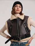 Suede Fleece Zip-Up Vest Jacket