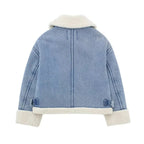 Petite Borg Zip Denim Jacket