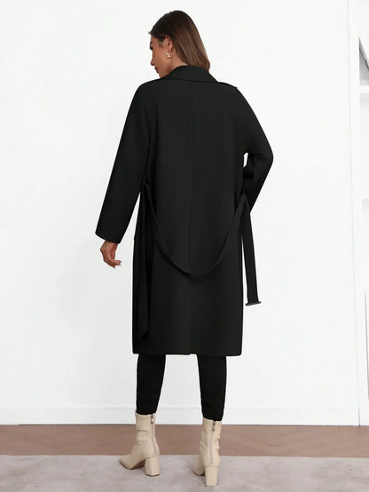 Elegant Lapel Long Windbreaker