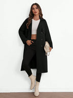 Elegant Lapel Long Windbreaker