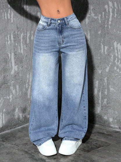 Straight Leg Loose Fit Casual Jeans