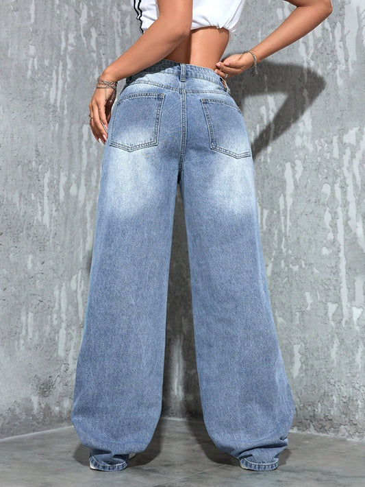 Straight Leg Loose Fit Casual Jeans