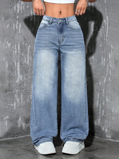 Straight Leg Loose Fit Casual Jeans