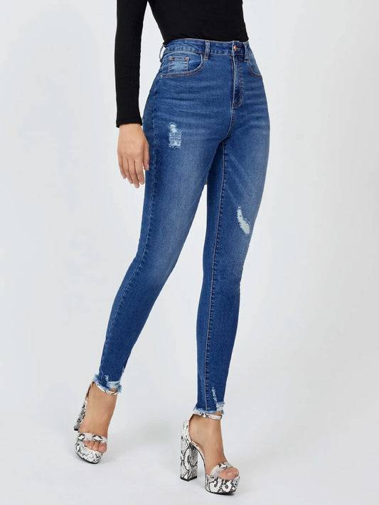 High Waisted Ripped Skinny Jeans