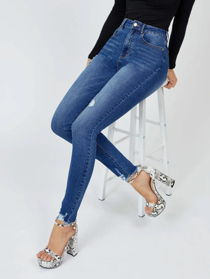 High Waisted Ripped Skinny Jeans