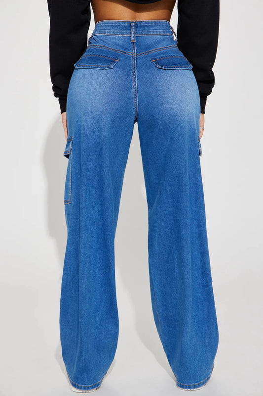 Flap Pocket Side Cargo Jeans