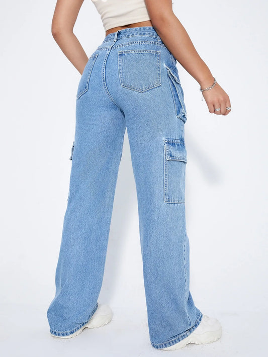 Flap Pocket Cargo Jeans