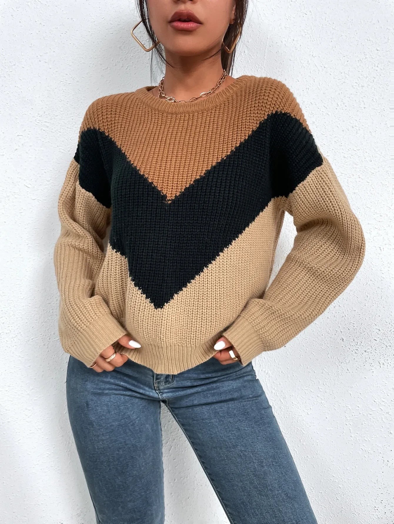 Color Block Pattern Sweater