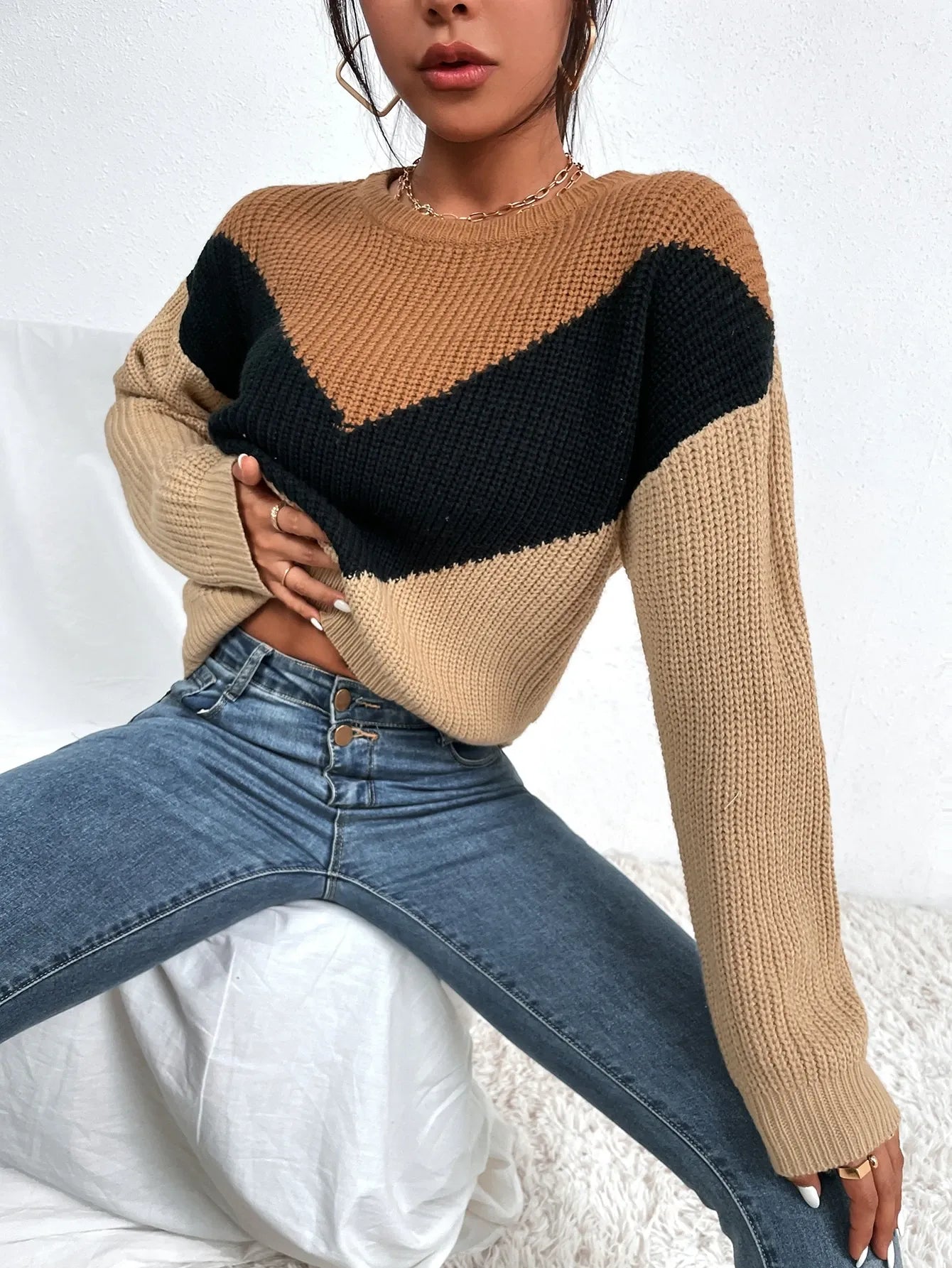 Color Block Pattern Sweater