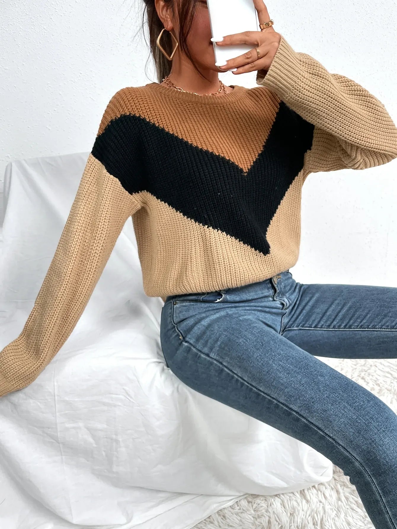 Color Block Pattern Sweater