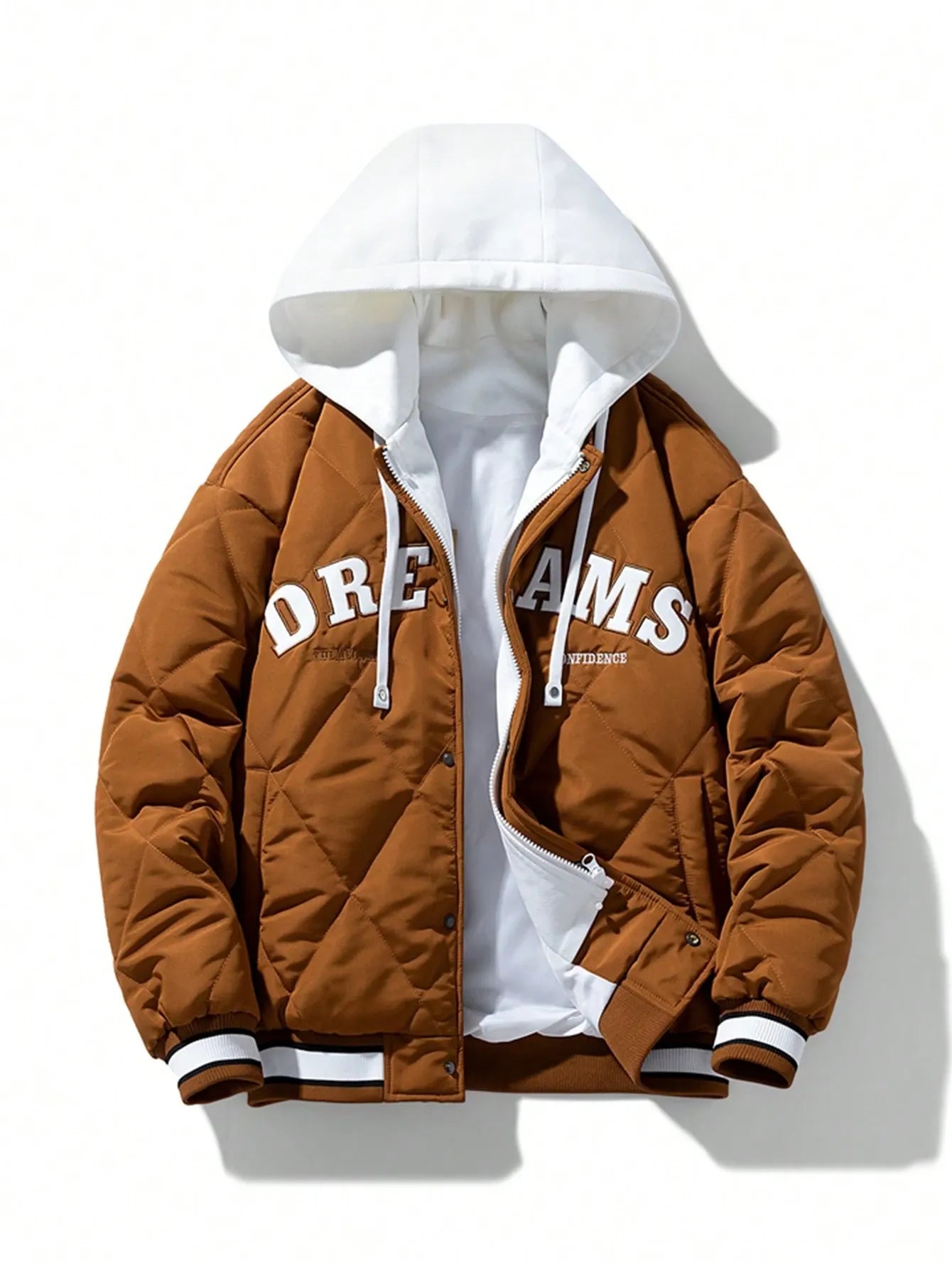 Drawstring Hooded Padded Coat