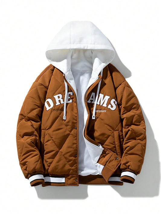 Drawstring Hooded Padded Coat