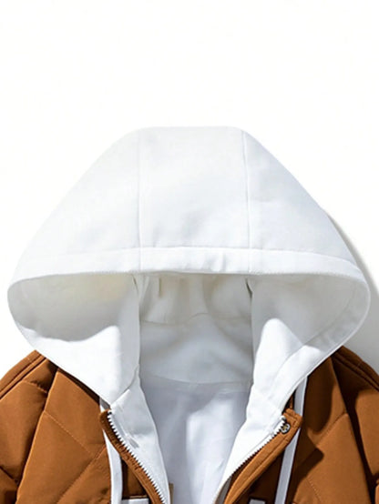 Drawstring Hooded Padded Coat