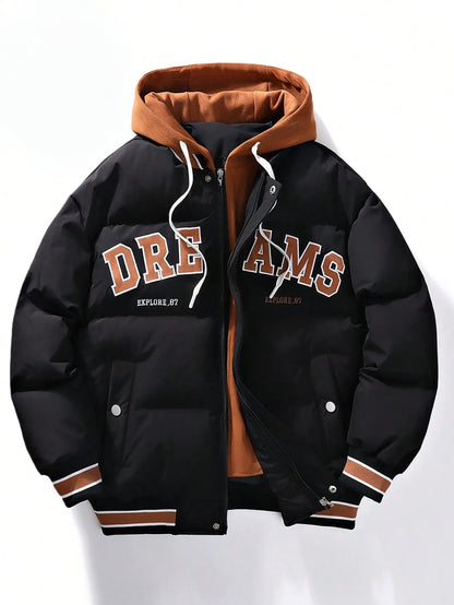 Drawstring Hooded Padded Coat