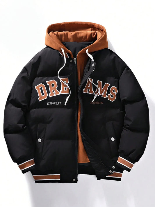 Drawstring Hooded Padded Coat