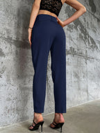 High Waist Slant Pocket Belted Pants