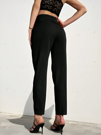High Waist Slant Pocket Belted Pants