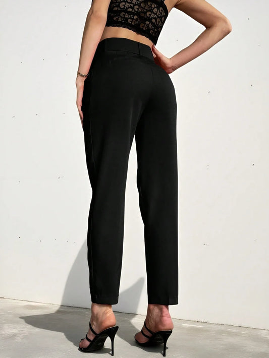 High Waist Slant Pocket Belted Pants