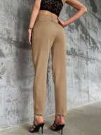 High Waist Slant Pocket Belted Pant