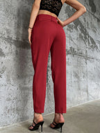 High Waist Slant Pocket Belted Pants