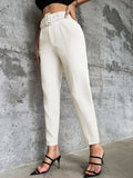 High Waist Slant Pocket Belted Pants