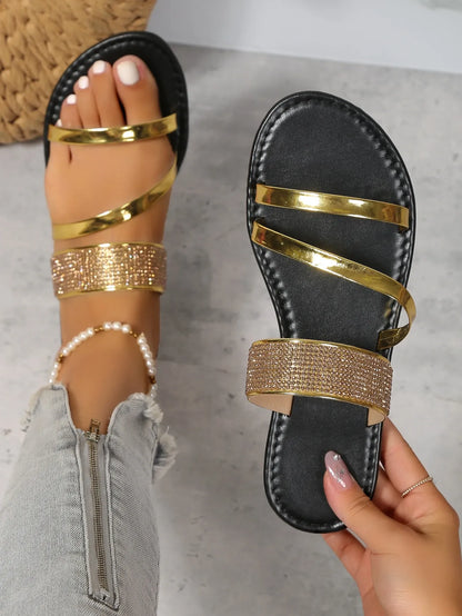 Rhinestone Flat Sandals