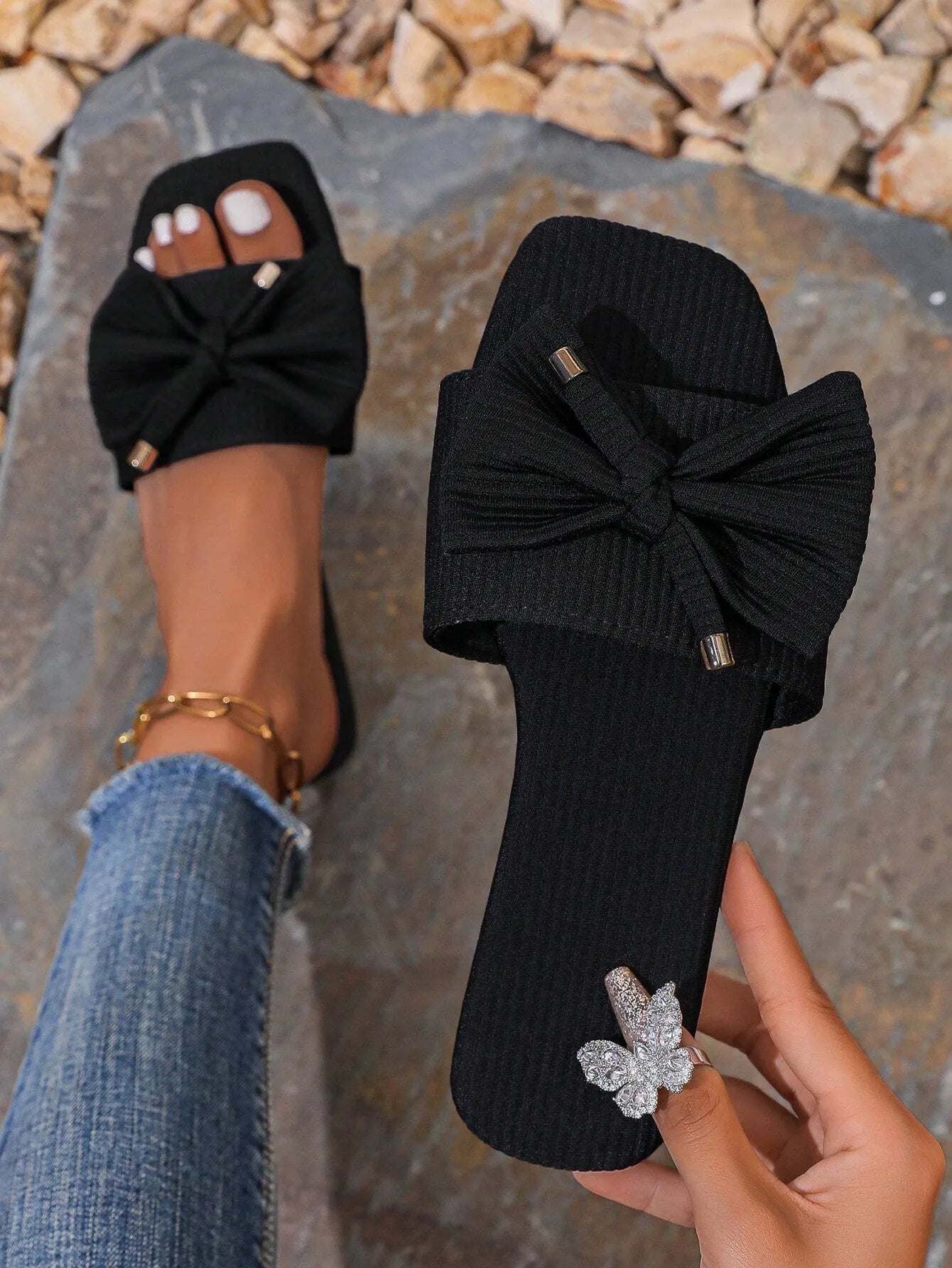 Slip On Open Toe Slide Sandals