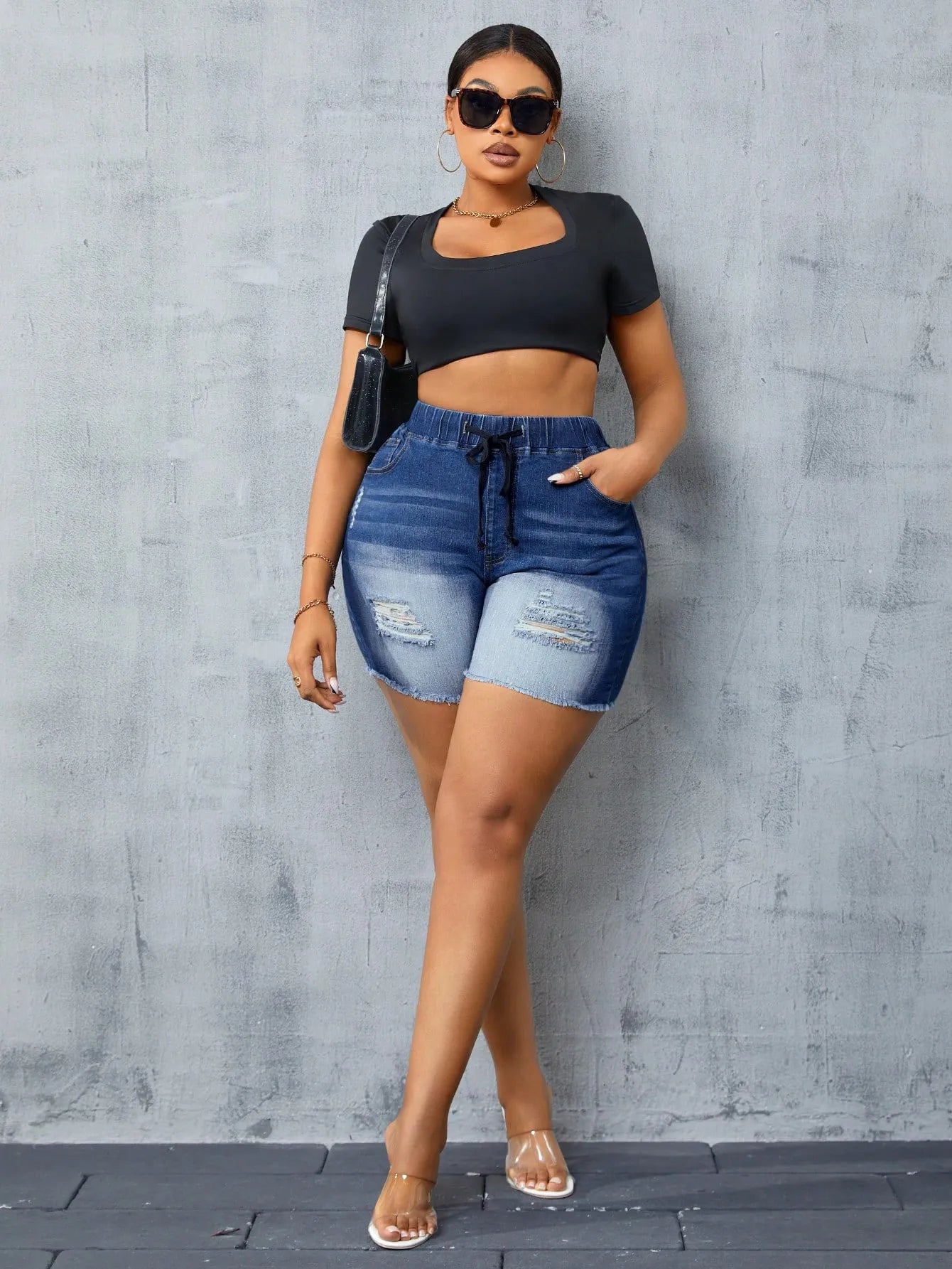 Ripped Denim Shorts