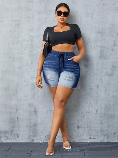 Ripped Denim Shorts