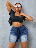Ripped Denim Shorts