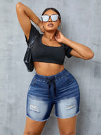 Ripped Denim Shorts