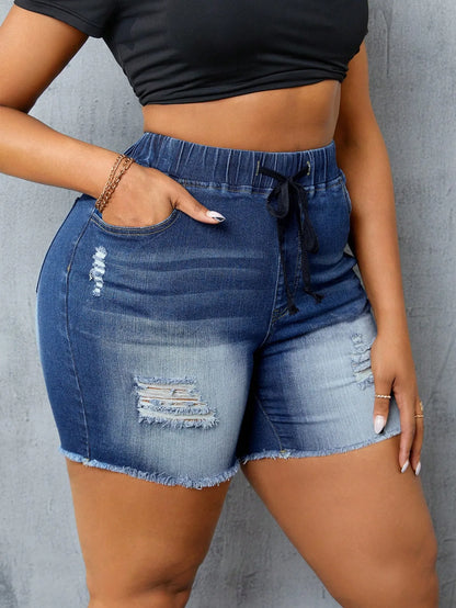 Ripped Denim Shorts