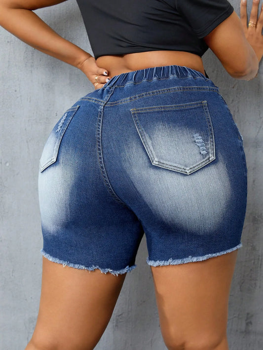 Ripped Denim Shorts