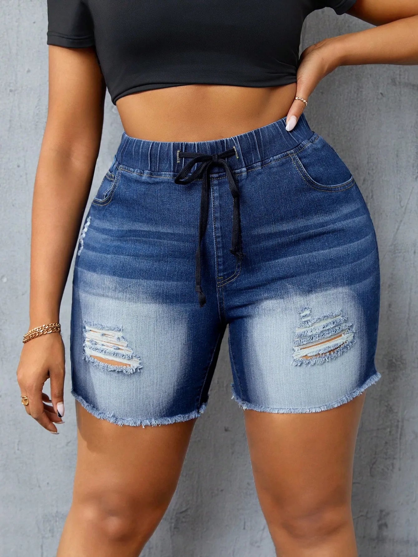 Ripped Denim Shorts