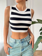 Striped Sleeveless Knit Top