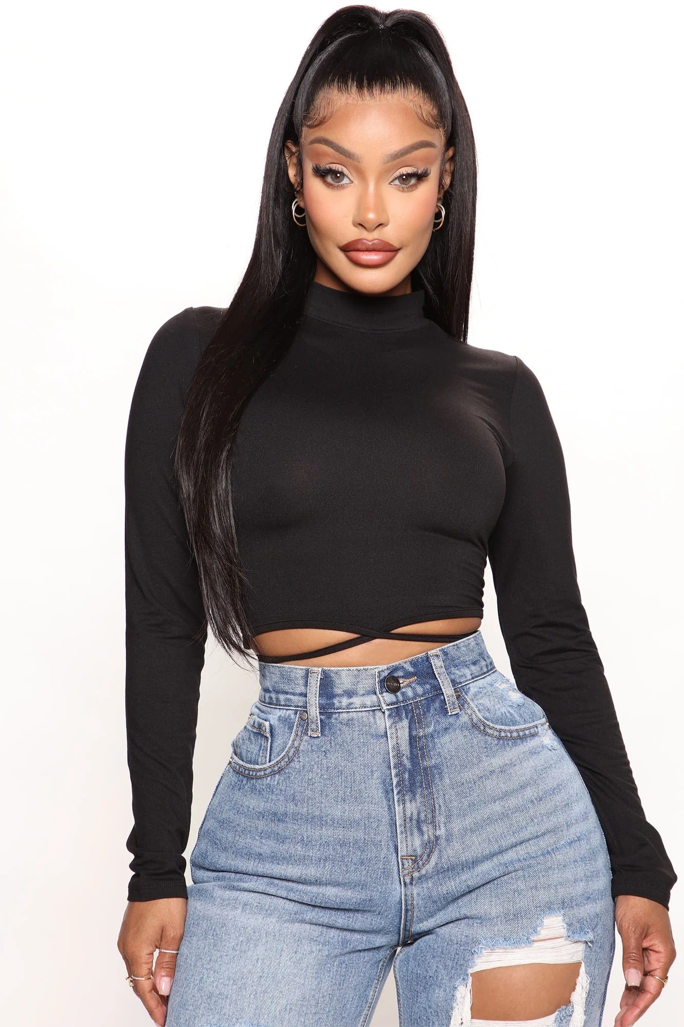 High Neck Crop Tee
