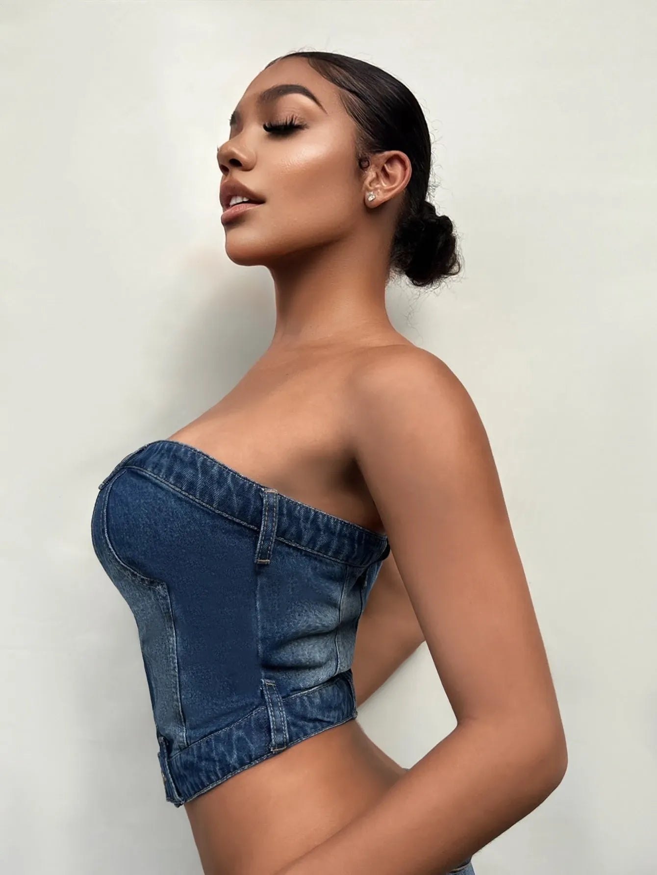 Solid Denim Tube Top