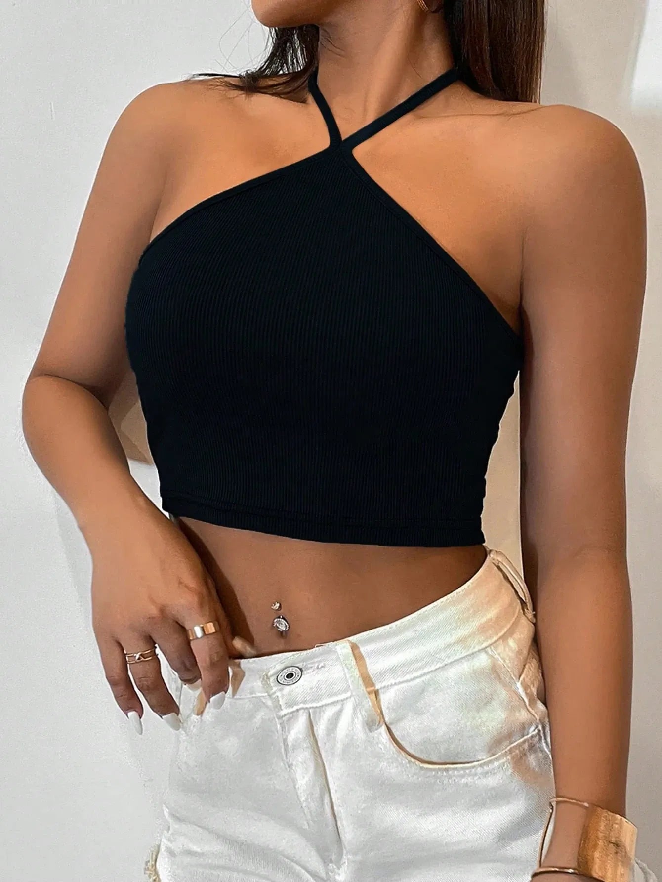 Tie Back Crop Halter Top