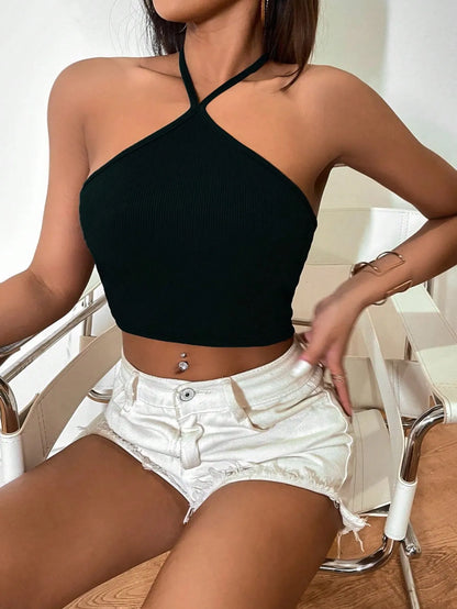 Tie Back Crop Halter Top