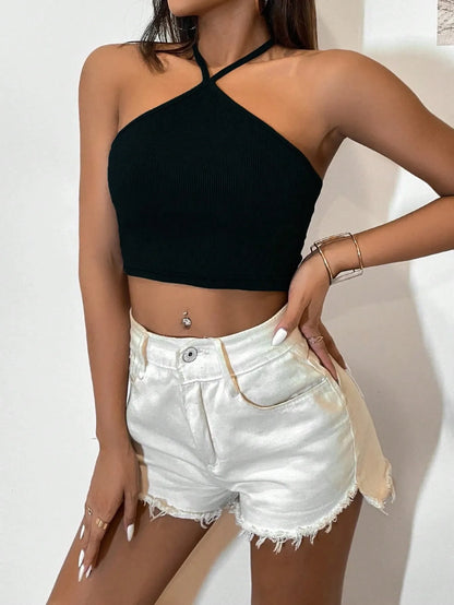 Tie Back Crop Halter Top