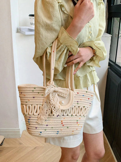 Casual Woven Straw Tote Bag