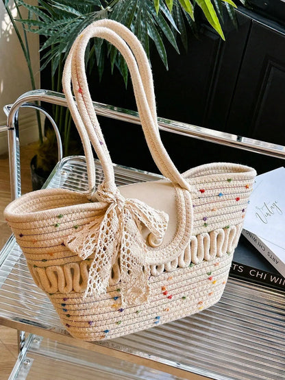 Casual Woven Straw Tote Bag