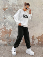 Graphic Drop Shoulder Sweatshirt & Sweatpants
