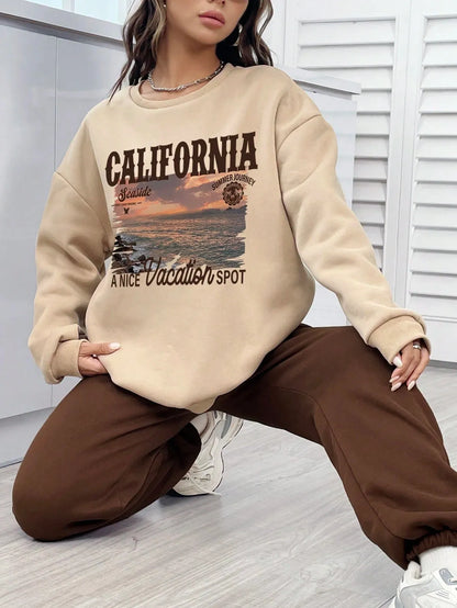 CA Graphic Drop Shoulder Sweatshirt & Sweatpants