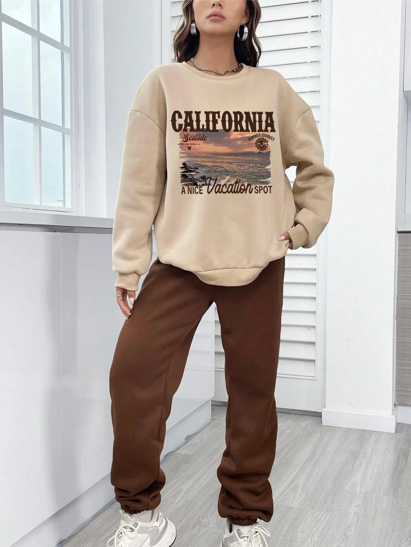 CA Graphic Drop Shoulder Sweatshirt & Sweatpants