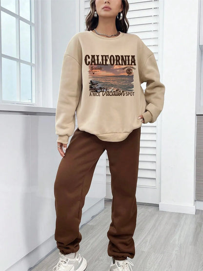 CA Graphic Drop Shoulder Sweatshirt & Sweatpants