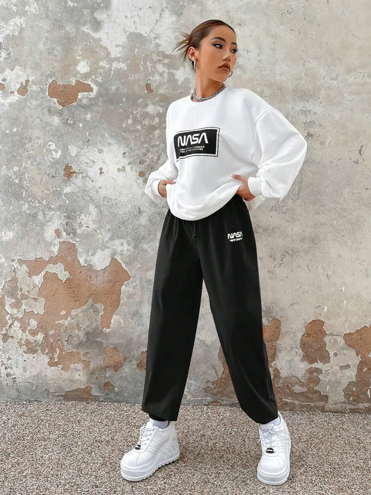 Graphic Drop Shoulder Sweatshirt & Sweatpants